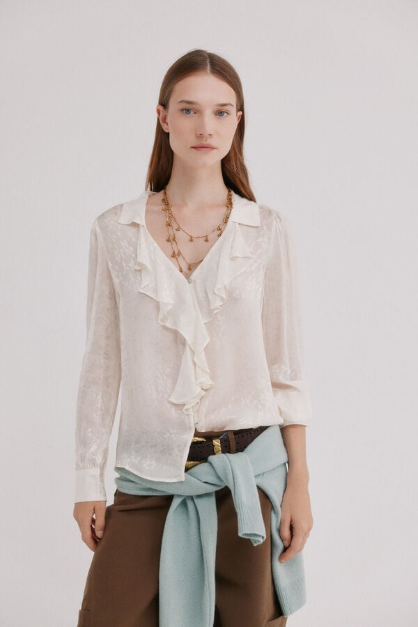 Hoss Intropia Calyx.Blusa fluida com folho Ecru
