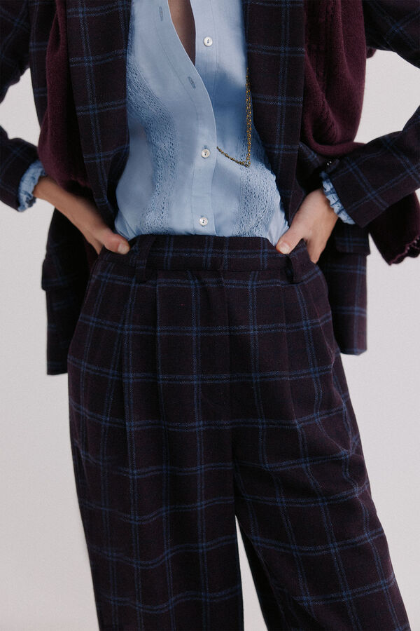 Hoss Intropia Peony. Pantal&oacute;n cuadros Azul marino