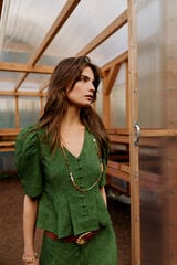 Hoss Intropia Casilda. Blusa rom&aacute;ntica entallada Kaki