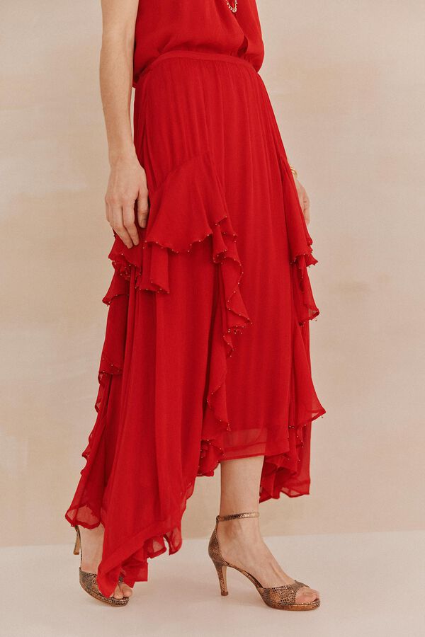 Hoss Intropia Renée. Falda de volantes rojo