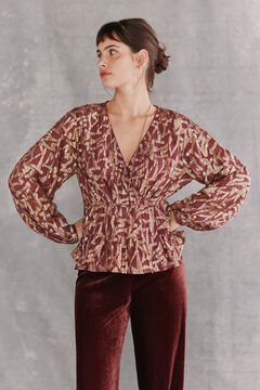 Hoss Intropia Cece. Blusa jacquard dorado. Morado
