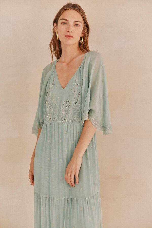 Hoss Intropia Lara. Vestido bordado. Azul