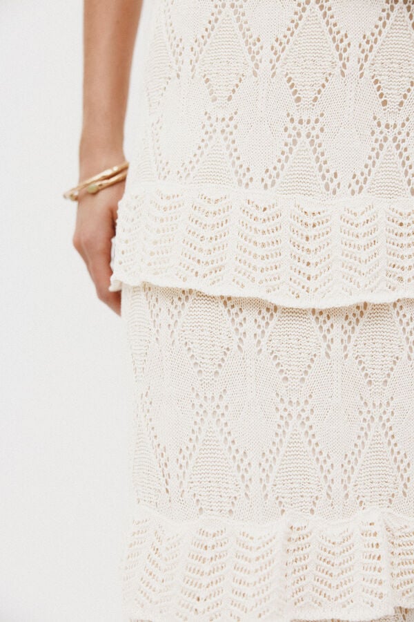 Hoss Intropia Raquel. Saia midi de malha Beige