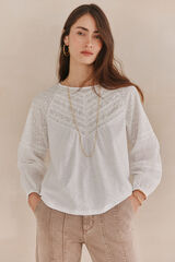 Hoss Intropia Fabiola. Camiseta tiras bordada.  Branco