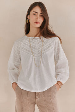 Hoss Intropia Fabiola. Camiseta tiras bordada.  Branco