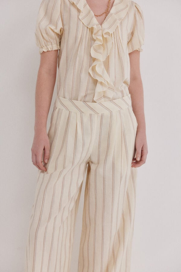 Hoss Intropia Prisila. Pantal&oacute;n rayas Marfil