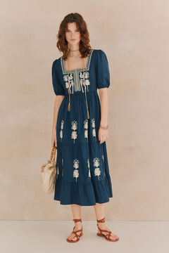 Hoss Intropia Amelia. Vestido bordado. Azul