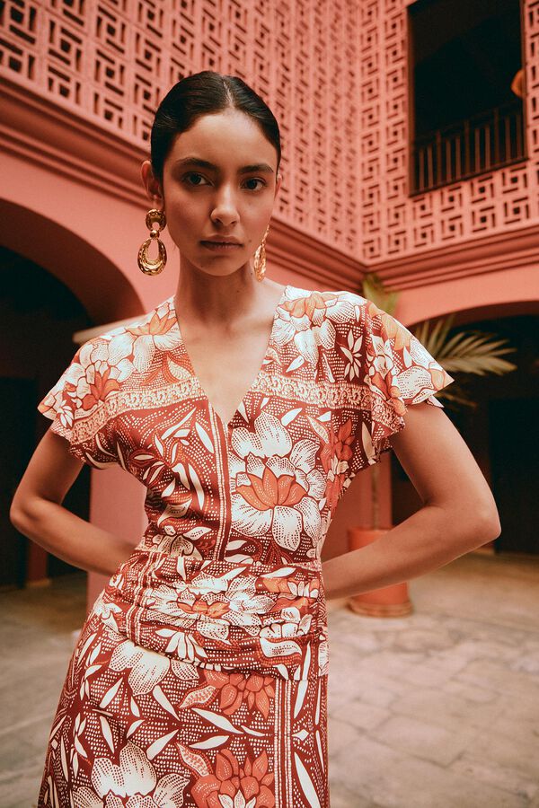Hoss Intropia Alondra. Vestido estampado Estampado Naranja