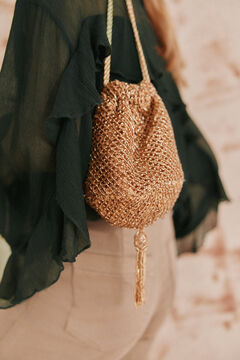 Hoss Intropia Mia. Bolsa balde com miçangas Dourado