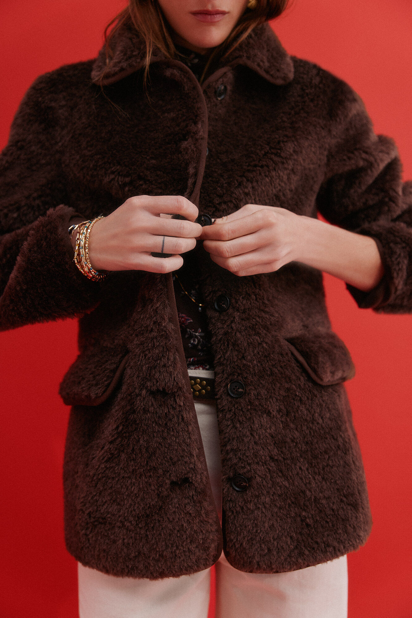 Hoss Intropia Domenica. Sobretudo efeito faux-fur