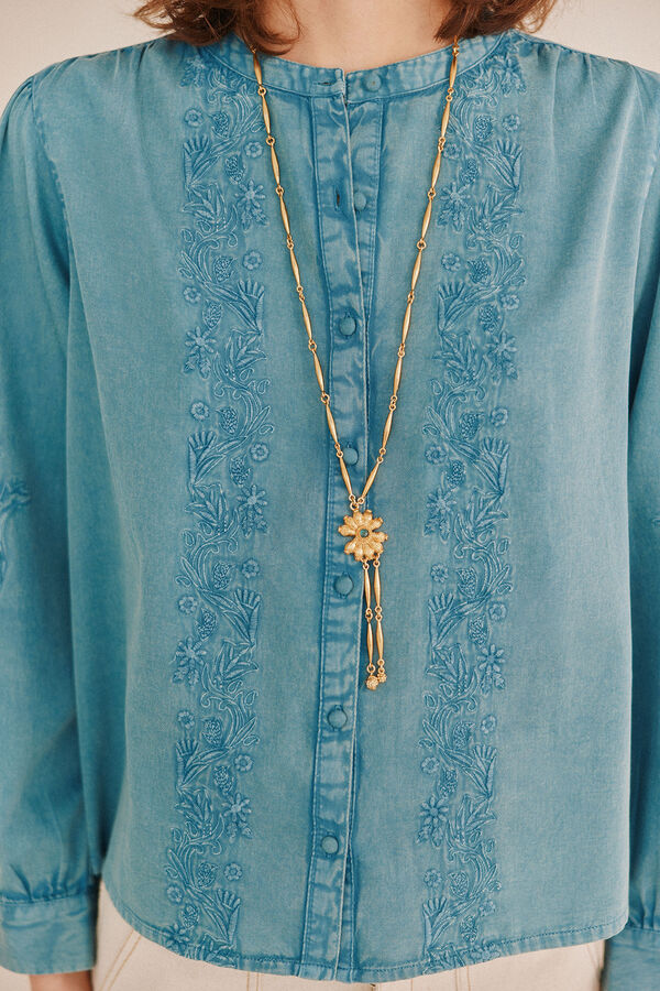 Hoss Intropia Cara. Blusa bordada. Azul