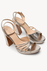 Hoss Intropia Marisa. Sand&aacute;lias salto em pele gravada Cinzento