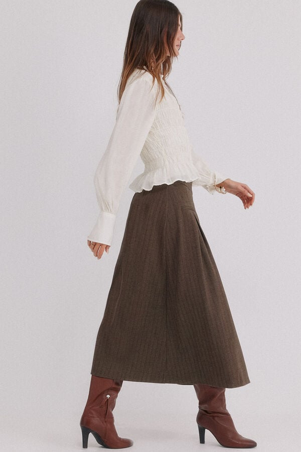 Hoss Intropia Reis. Saia plissada Castanho