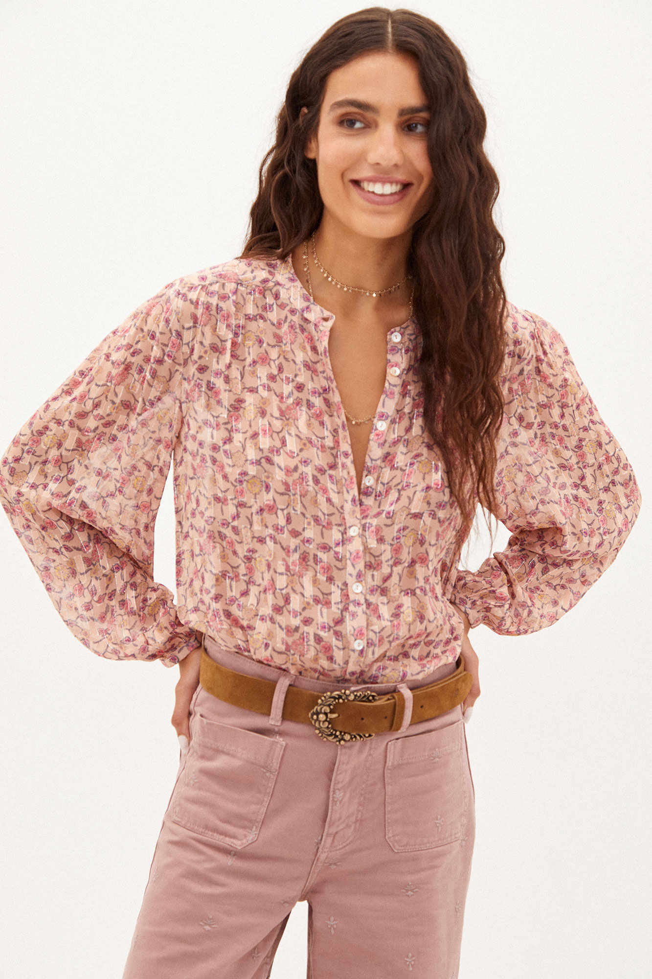 Camisa larga estampada sales