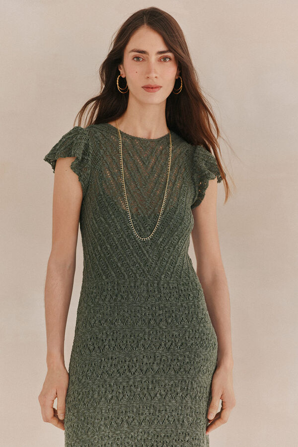Hoss Intropia Sella. Vestido punto midi Verde oscuro