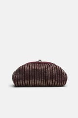 Hoss Intropia Nazaret. Clutch de sat&eacute;n con bordado Estampado morado