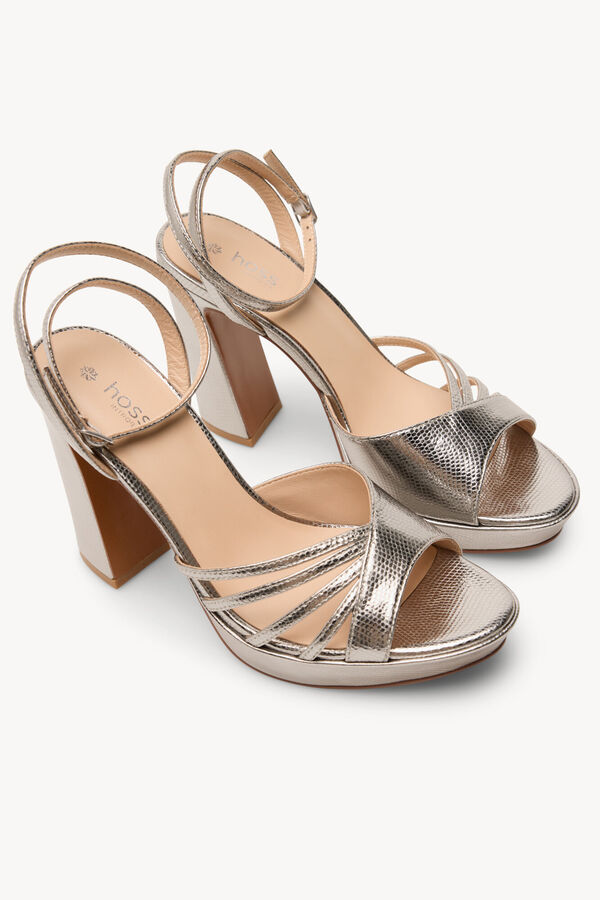 Hoss Intropia Marisa. Sandalias tac&oacute;n piel grabada Gris