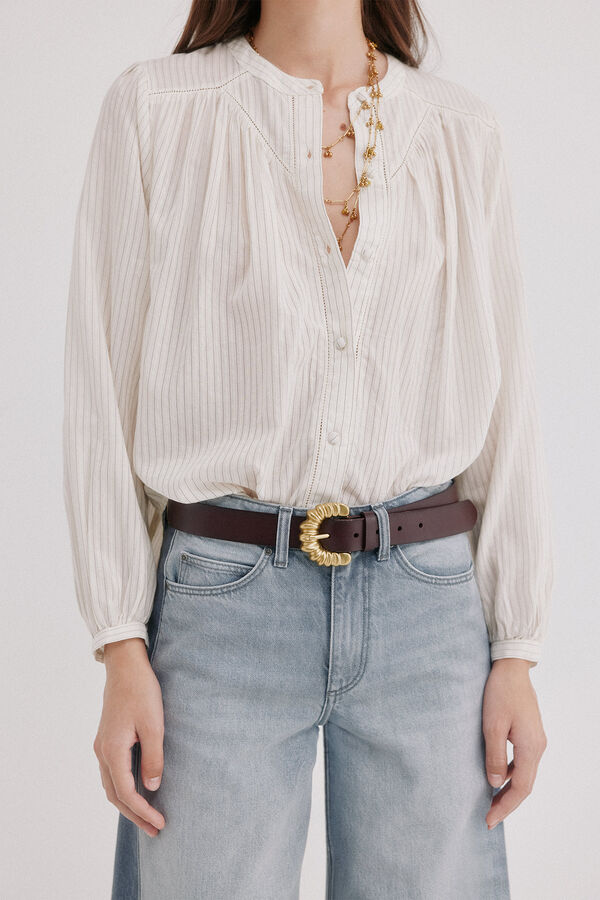 Hoss Intropia Cyra. Blusa fluida gola mao Ecru
