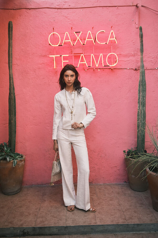 Hoss Intropia Paula. Pantalones jaquard Blanco
