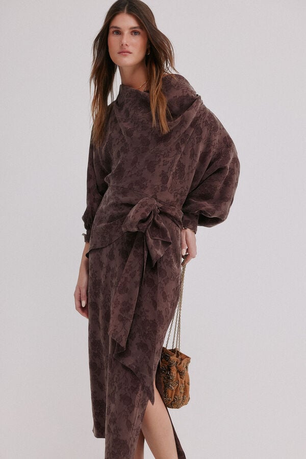 Hoss Intropia Agatha. Vestido jacquard Castanho