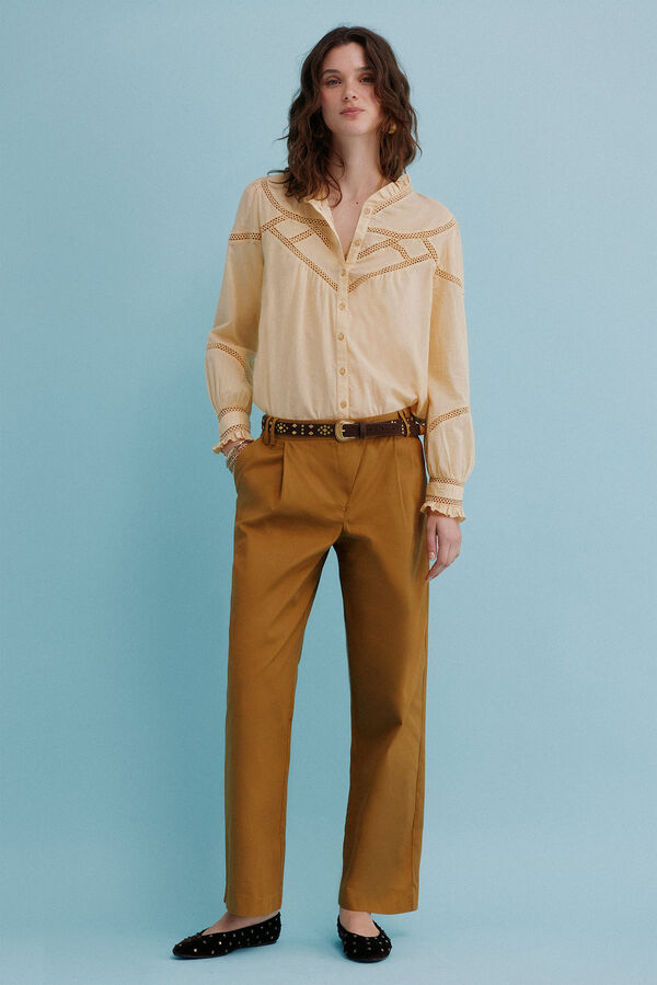 Hoss Intropia Paula. Pantalón con pliegues Amarillo