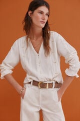 Hoss Intropia Covadonga. Blusa bordada Marfil