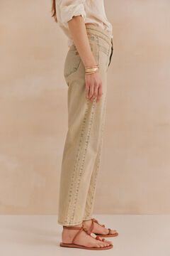 Hoss Intropia Pianna. Calça jeans com cintura Beige