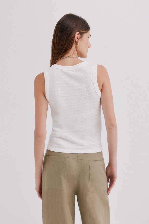 Hoss Intropia Martita. Camiseta sin magas tejido r&uacute;stico Beige