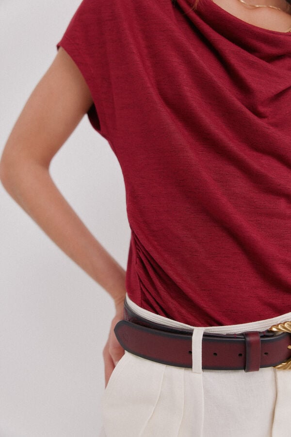 Hoss Intropia Mia. Camiseta drapeada Coral