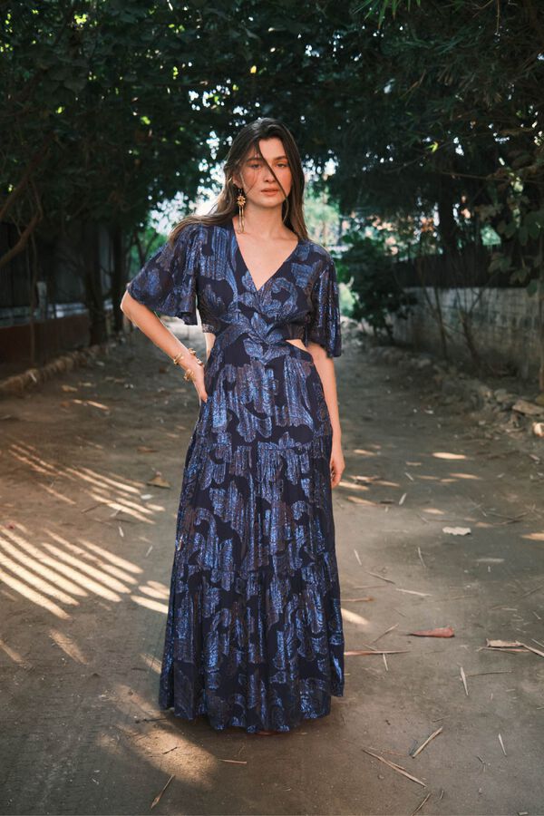 Hoss Intropia Alba. Vestido recortado. Azul