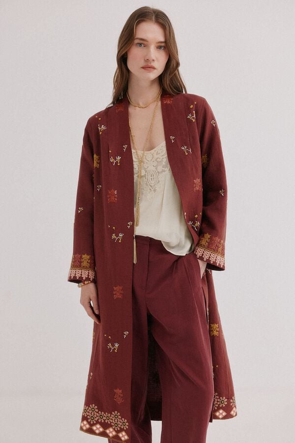 Hoss Intropia Entra. Quimono de linho comprido Granada