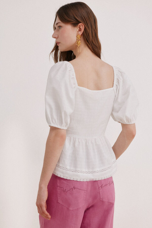 Hoss Intropia Gaia. Blusa rom&aacute;ntica peplum Marfil