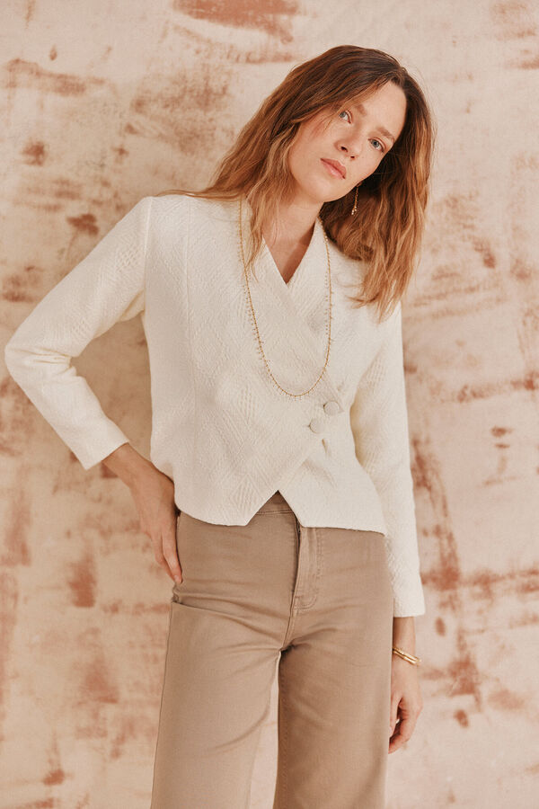 Hoss Intropia Elia. Casaco jacquard Ecru