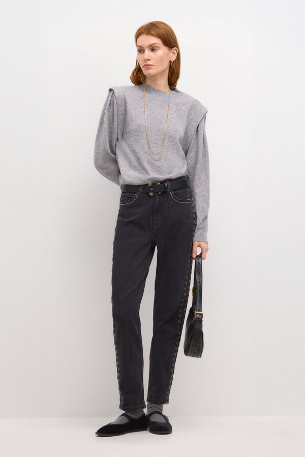 Hoss Intropia Olena. Mom jeans com bordado Preto