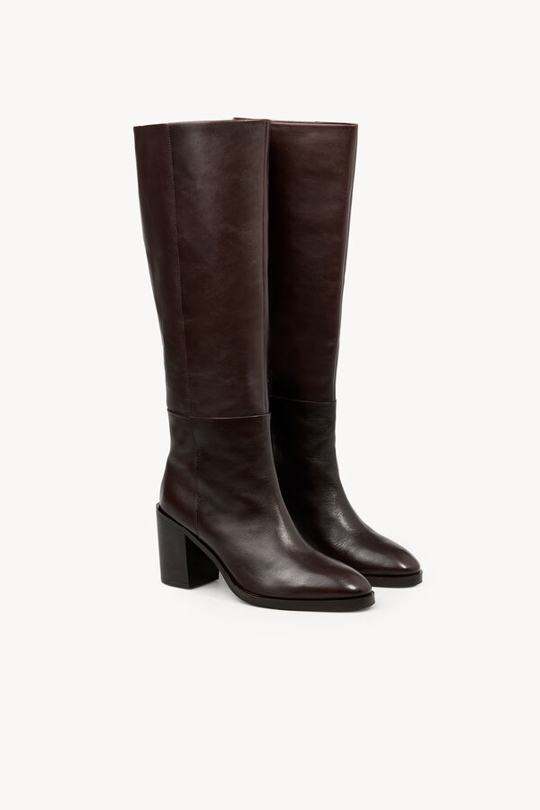 Hoss Intropia Macarena. Bota de piel alta h&iacute;pica Marron