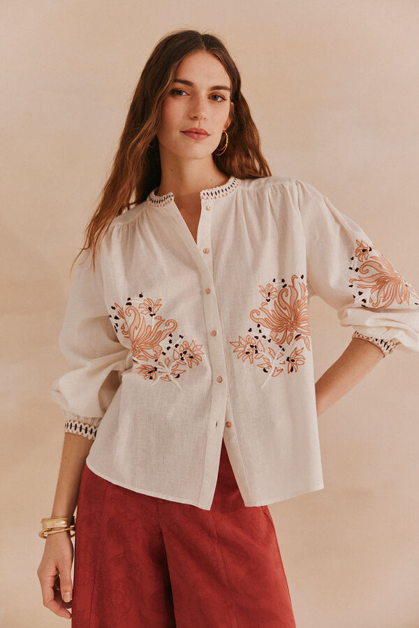 Hoss Intropia Alicia. Blusa bordada Marfil