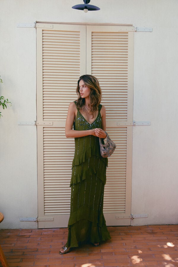 Hoss Intropia Aurore.Vestido missangas Verde