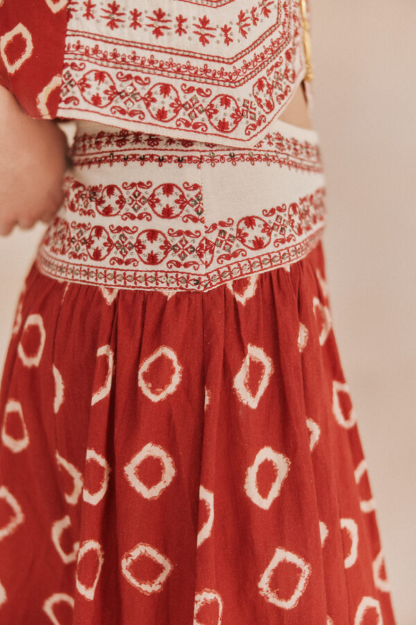 Hoss Intropia Romina. Falda estampada rojo