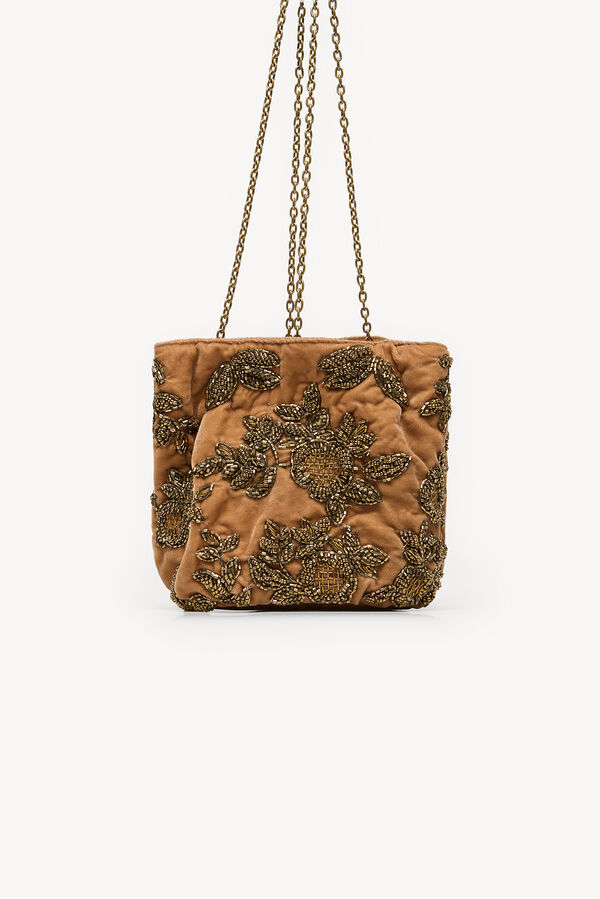 Hoss Intropia Nina. Bolsa de veludo e miçangas Dourado