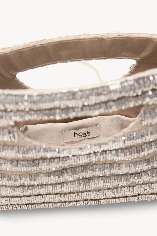 Hoss Intropia Nina. Mala de m&atilde;o com missangas Cinzento