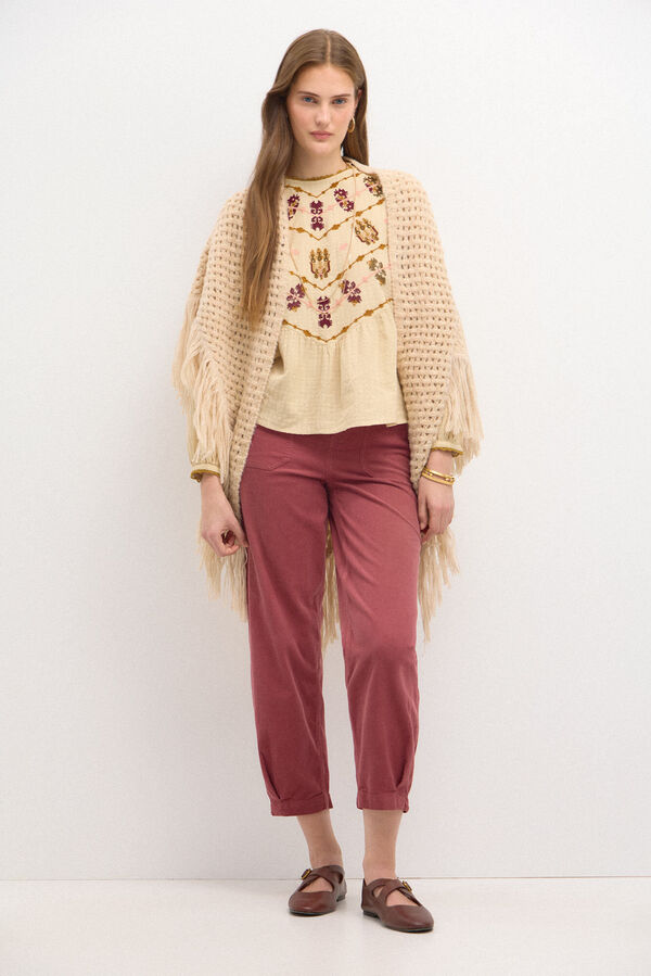 Hoss Intropia Nieves. Chal calado de flecos Beige
