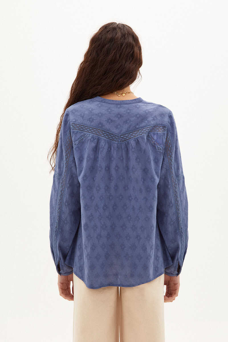Hoss Intropia Araceli. Camisa de algodão romântica Azul