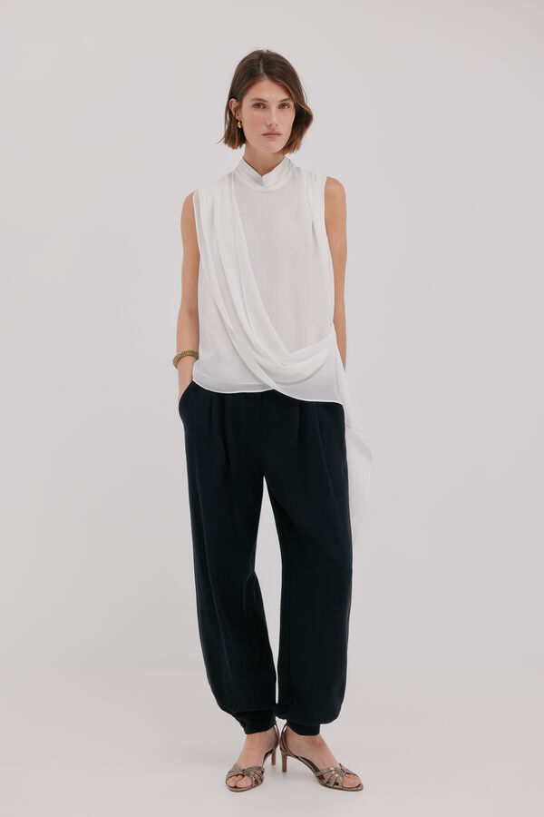 Hoss Intropia Carlie.Blusa drapeada Gris