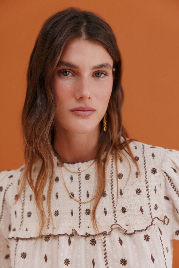 Hoss Intropia Catalina. Blusa con canesú Blanco