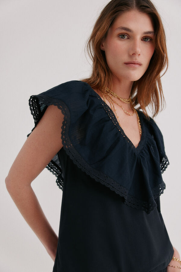 Hoss Intropia T-shirt com folho Malaika Preto