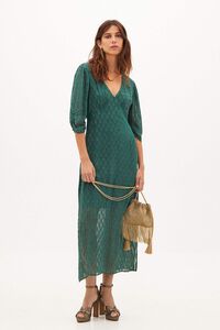 Hoss Intropia Nonna. Vestido midi con hilo metalizado Verde