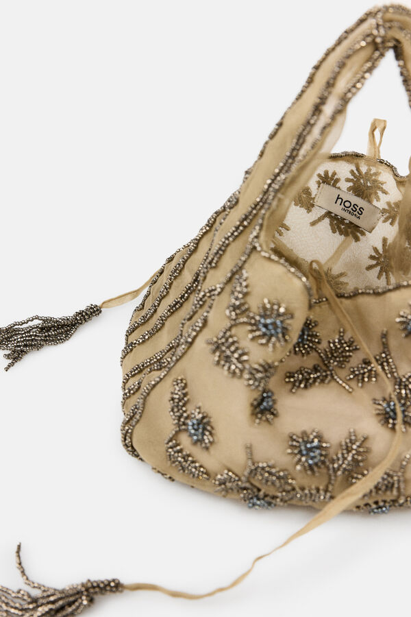 Hoss Intropia Nayara. Bolso de organza bordado Camel