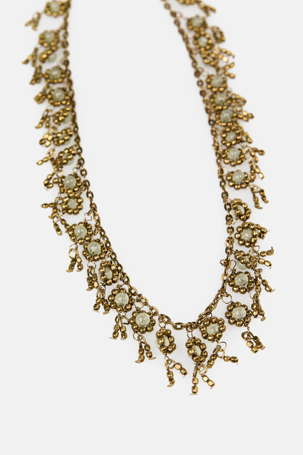 Hoss Intropia Lubna. Colar curto flores banhado a ouro Dourado