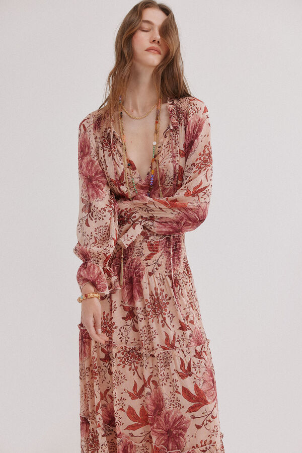 Hoss Intropia Amira. Vestido largo flu&iacute;do Estampado granate