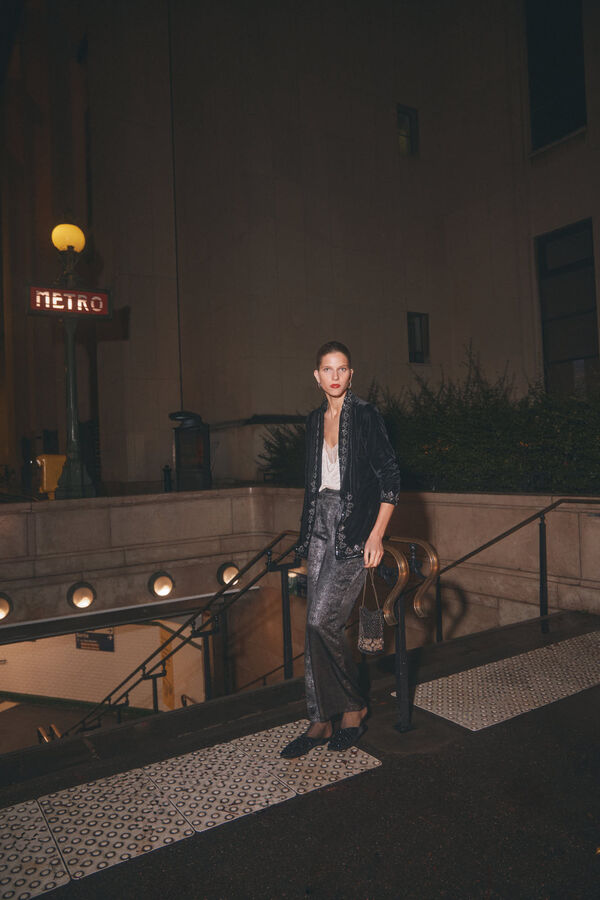 Hoss Intropia Penélope. Pantalón amplio con lurex Gris